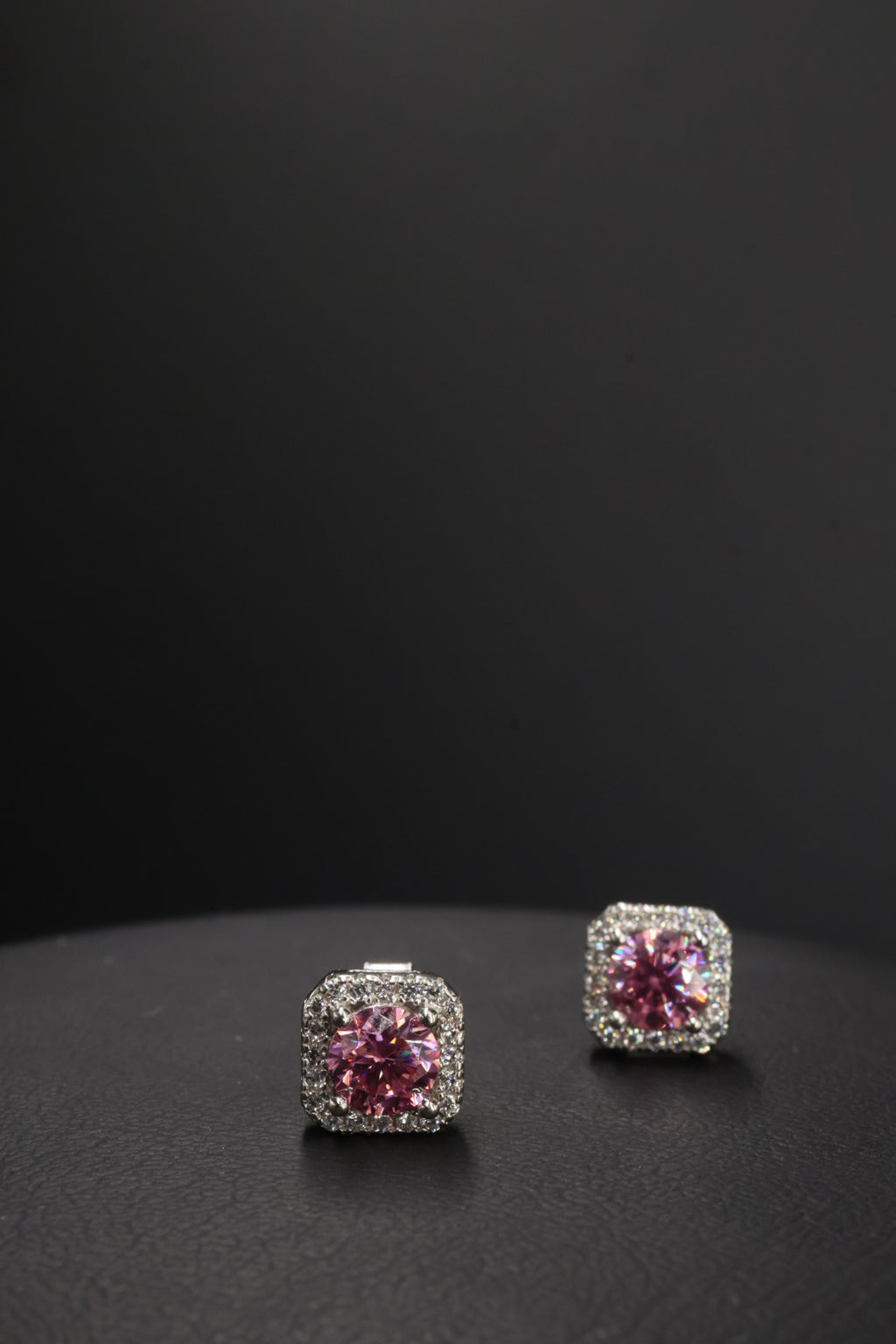 Aretes en Plata 925 Perfect Box - Moissanita Pink 0.5 ct.