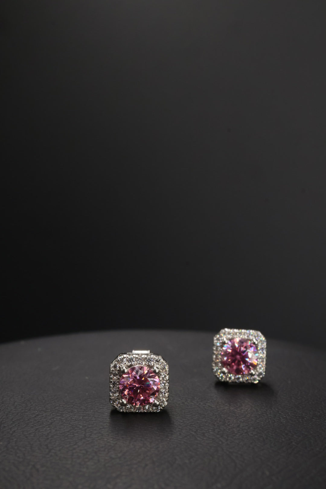 Aretes en Plata 925 Perfect Box - Moissanita Pink 0.5 ct.