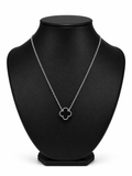 Collar 1 trébol - Plateado / Negro.