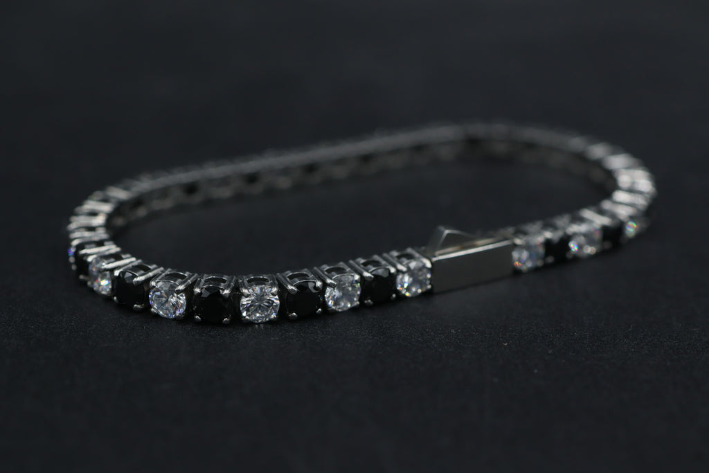 Pulsera Tenis con Zirconias Negro - Plateado 5 mm