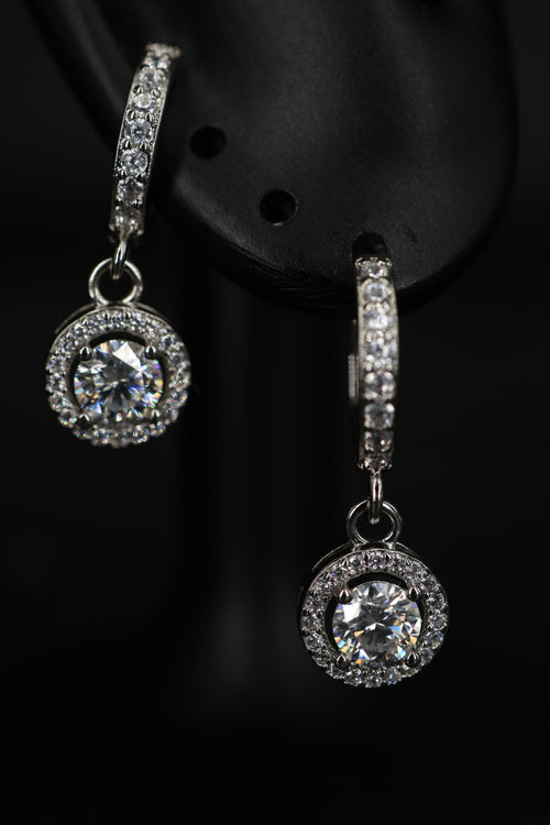 Aretes Colgante Circle Plata .925 - Moissanita D 0.5 ct.