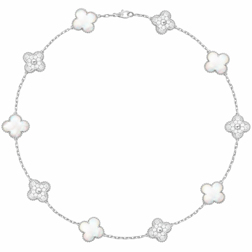 Collar VCA Alhambra 10 Motivos - Silver Nácar Diamonds.