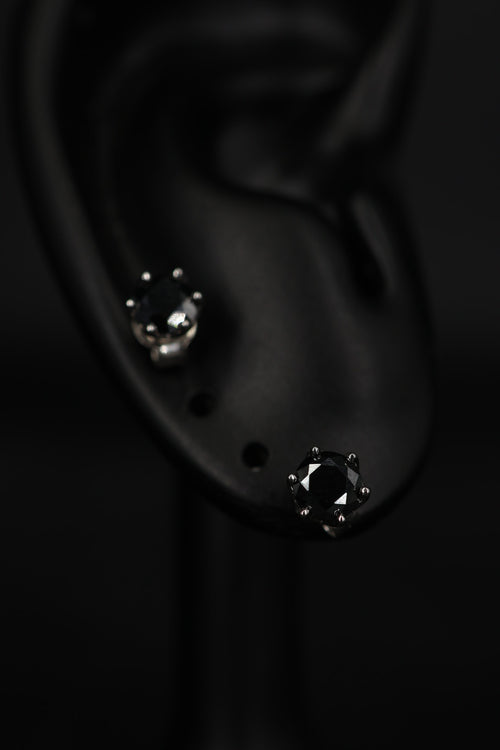 Aretes Plata .925 - Moissanita Black 0.5 ct.
