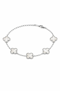 Pulsera Trébol 13 mm Liso Plateado - Blanco.