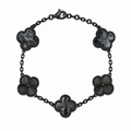 Pulsera Trébol Negro Mármol- Láser Negro.