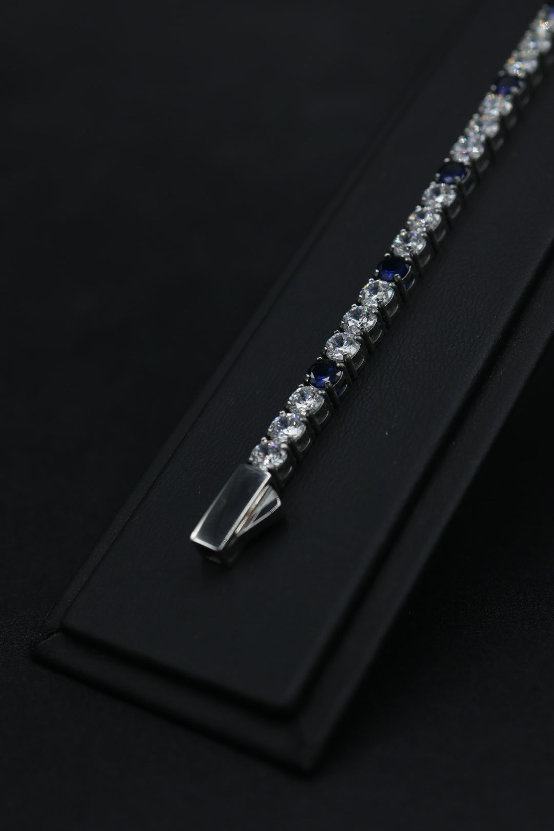 Pulsera Tenis con Zirconias Azul - Plateado 5 mm