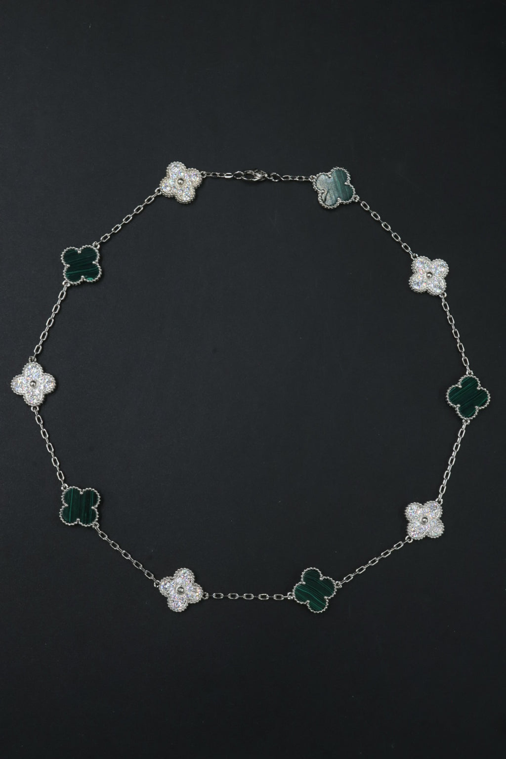 Collar VCA Alhambra 10 Motivos - Silver Malaquita Diamonds.