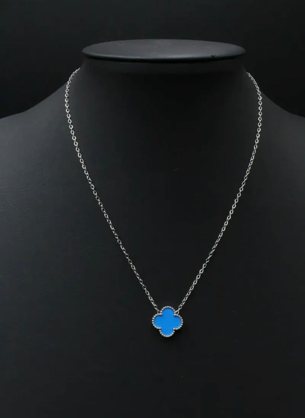 Collar 1 trébol - Plateado / Azul.
