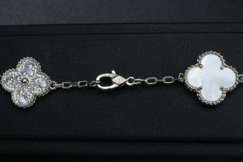 Collar VCA Alhambra 10 Motivos - Silver Nácar Diamonds.