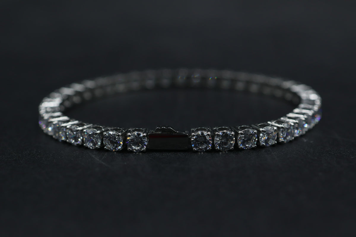 Pulsera Tenis con Zirconias Plateadas 4 mm