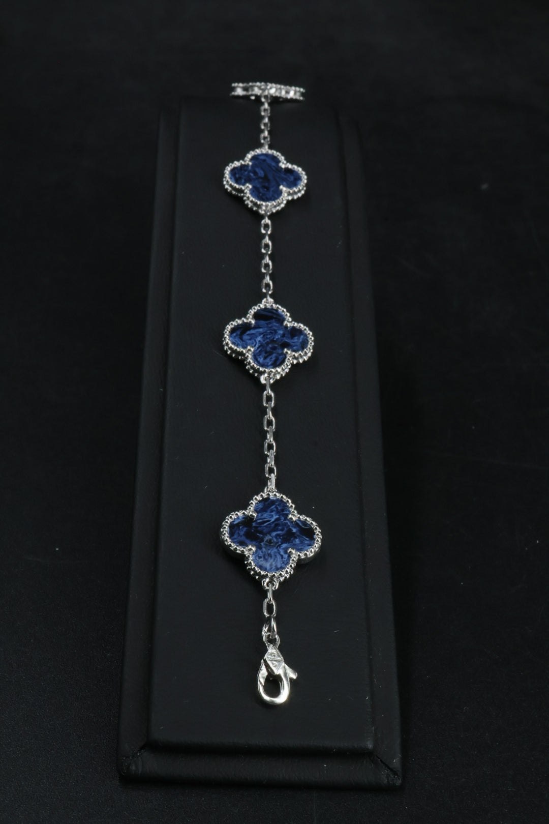 Pulsera VCA Plata .925 1:1 Vintage Alhambra, 5 Motivos Sodalita.