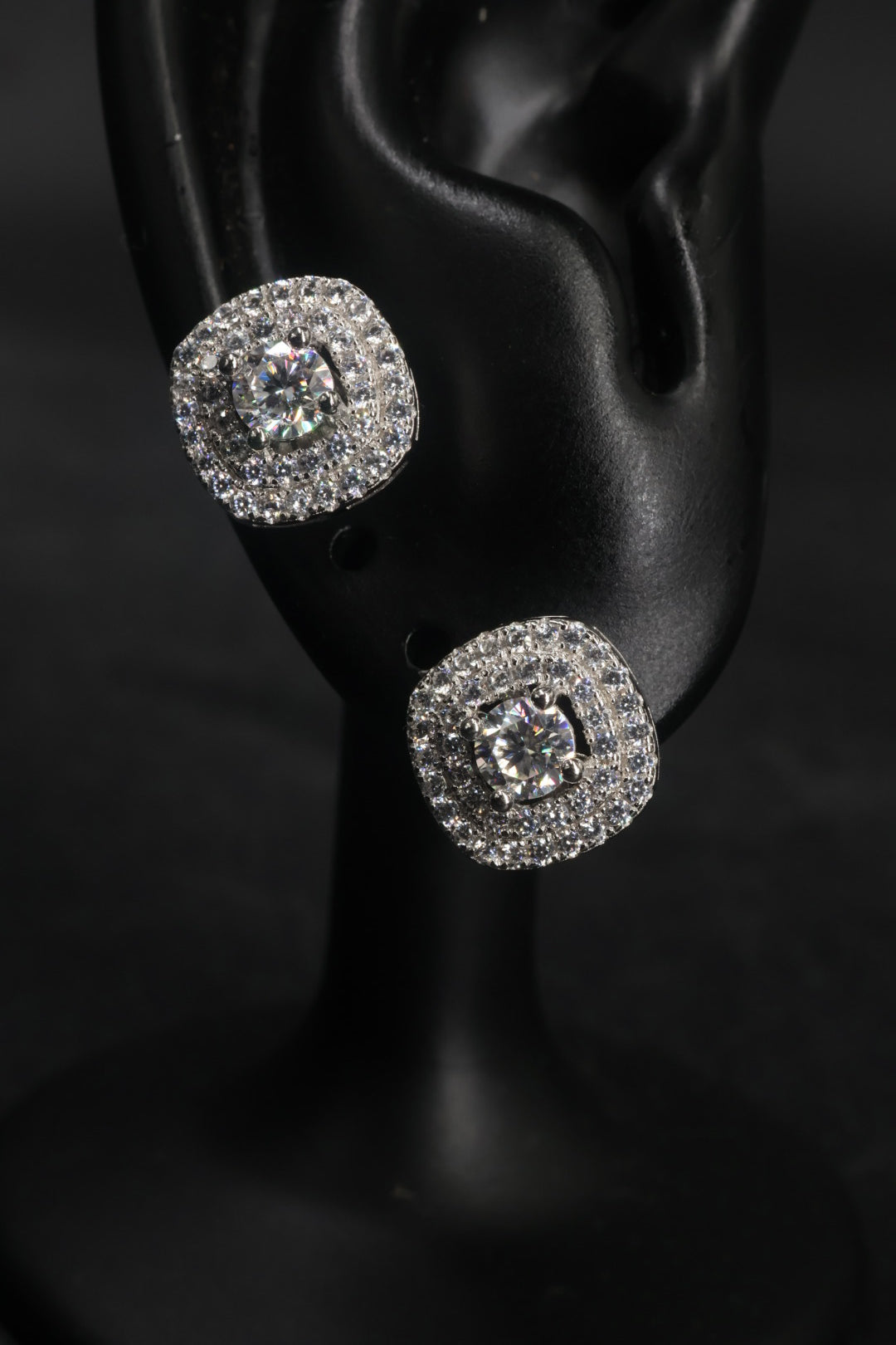 Aretes en Plata 925 Box Full CZ - Moissanita D 0.3 ct.