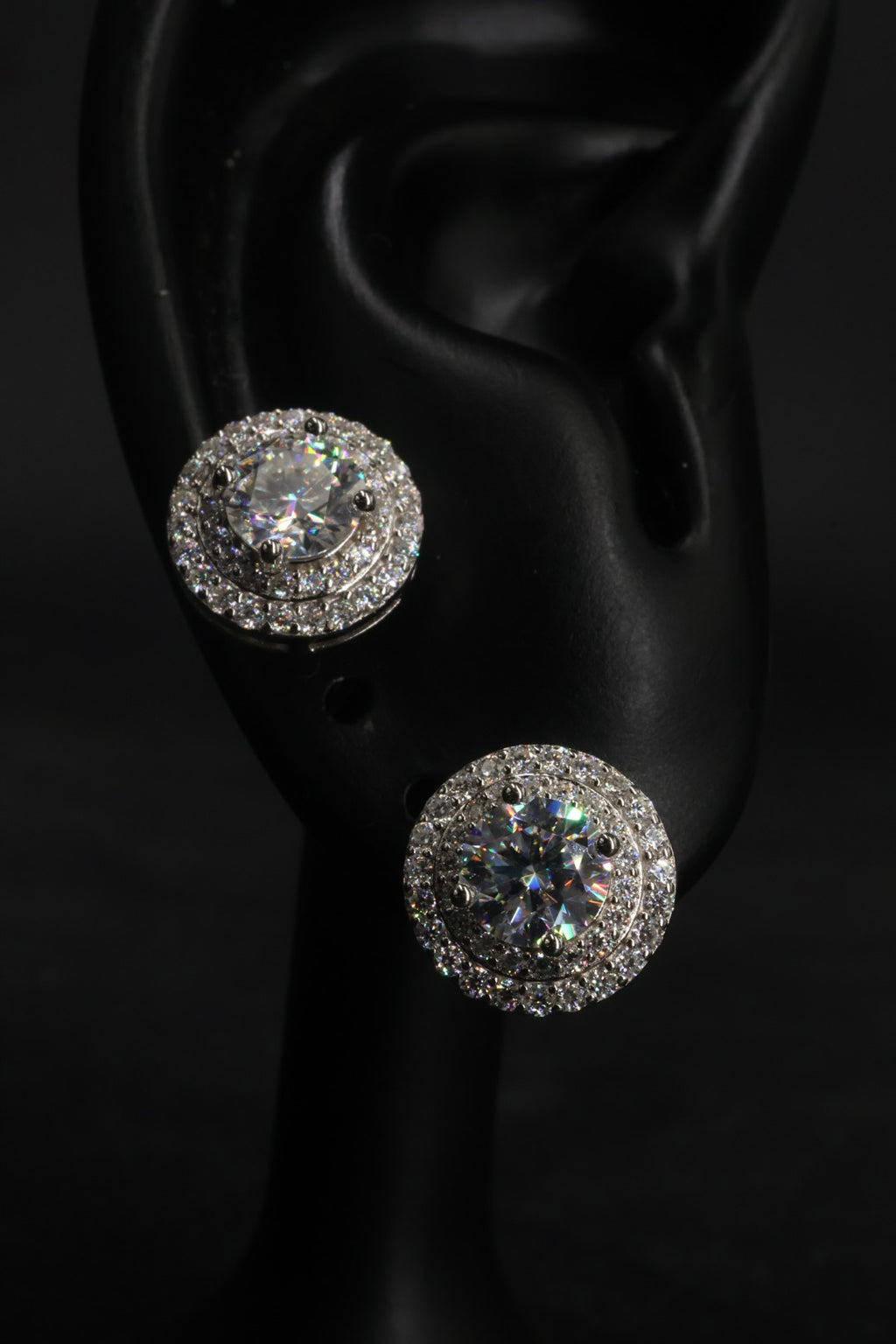 Aretes en Plata 925 Full Double Circle Silver - Moissanita.