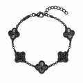 Pulsera Trébol Negro Láser - Zirconias Negras.