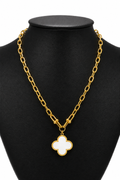 Collar Grande 1 trébol - Dorado / Blanco.