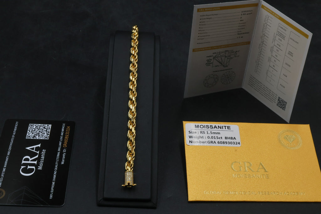 Pulsera Torzal 4 Micras Oro Broche Iced - Moissanita