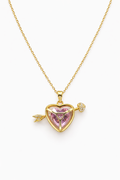 Collar con dije de Corazón Zirconia Rosa - Gold.