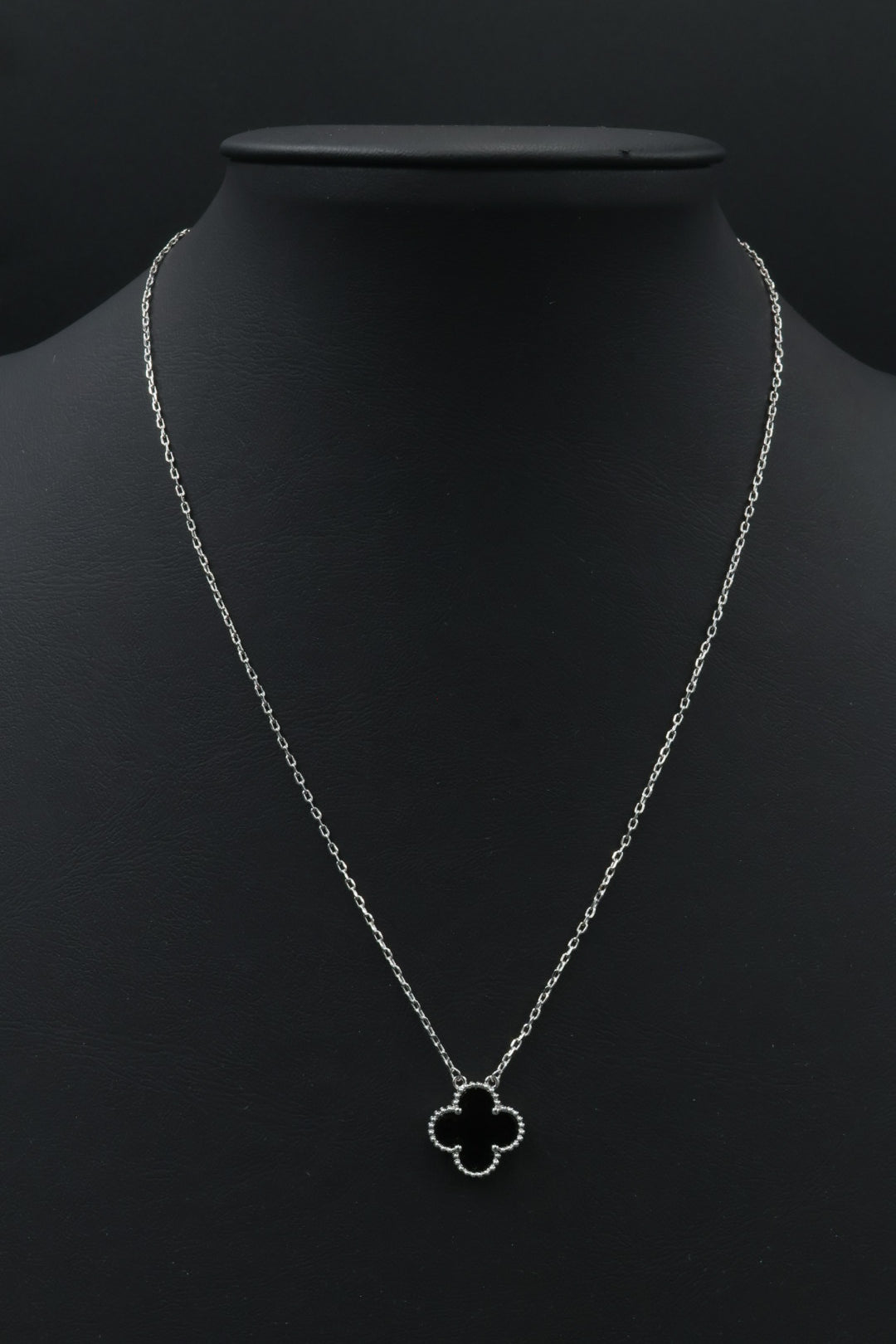Collar Vintage Alhambra 1:1 Silver Onyx.