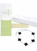 Pulsera Full Set trébol 15 mm básica. Plateada - Negro