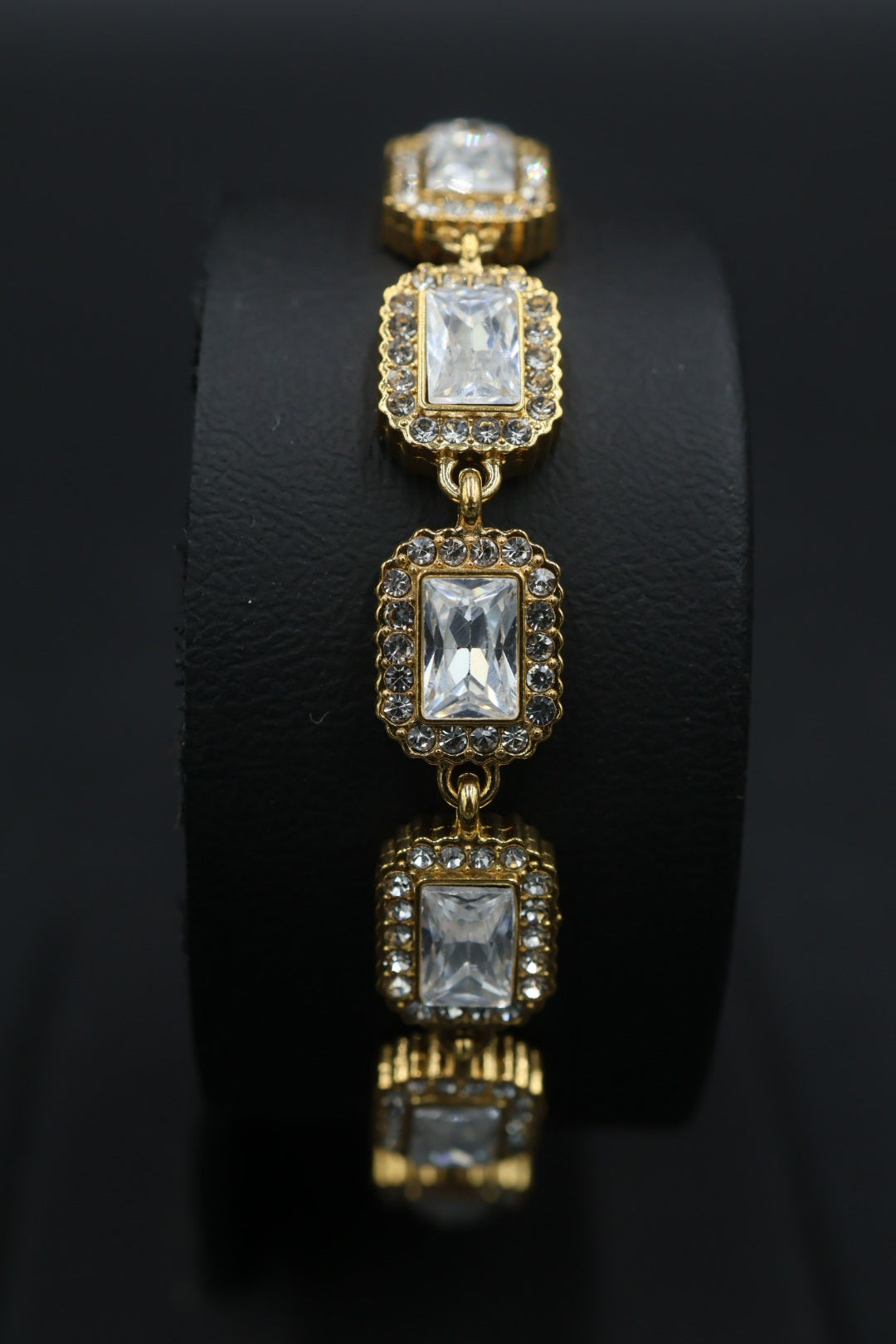 Pulsera de Eslabones Rectangulares con Zirconias Baguette AI316L