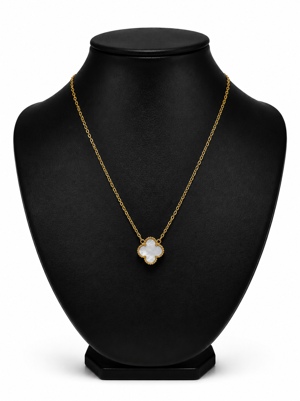Collar 1 trébol - Dorado / Blanco.