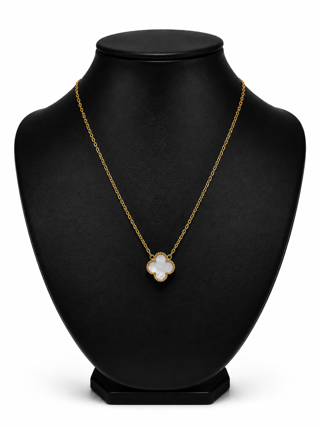Collar 1 trébol - Dorado / Blanco.