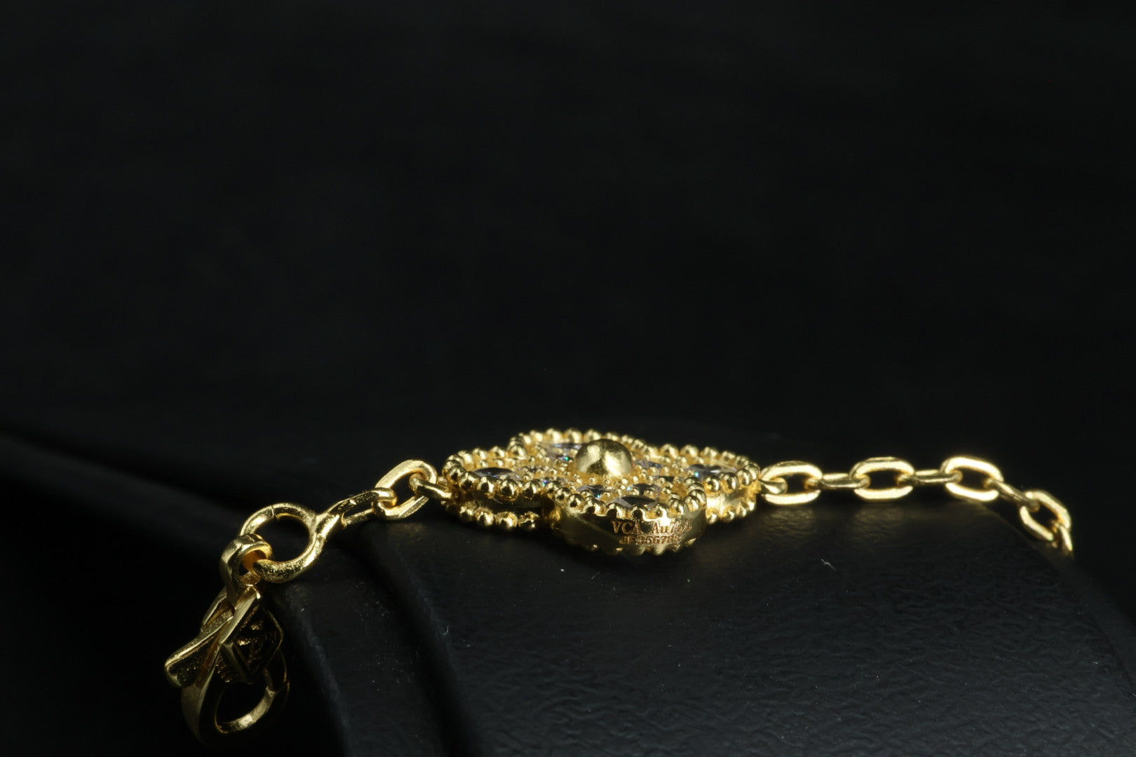Pulsera VCA Plata .925 1:1 Vintage Alhambra, 5 Diamonds / Gold