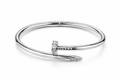 Pulsera Brazalete Clavo Drill - Plateado Zirconias.