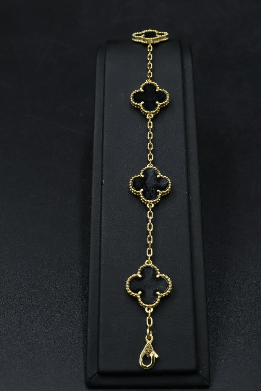 Pulsera VCA Plata .925 1:1 Vintage Alhambra, 5 Onyx / Gold