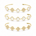 Pulsera Trébol 15 mm con Zirconias 3 en 1 Dorado - Blanco