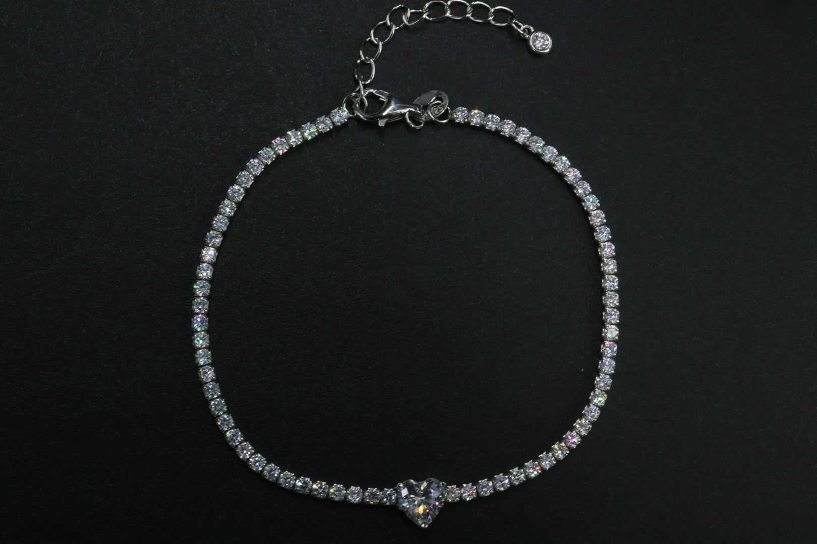 Pulsera Tenis Corazón Plata