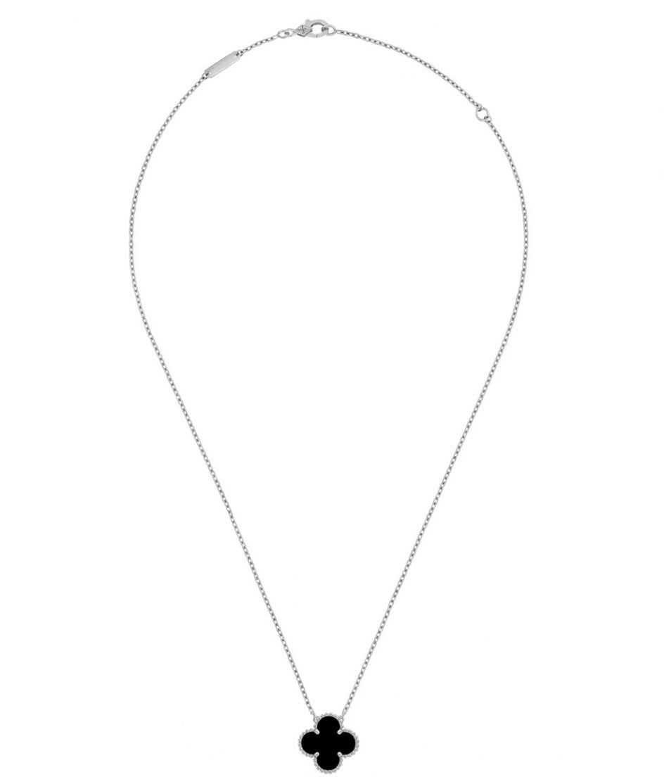Collar Vintage Alhambra 1:1 Silver Onyx.