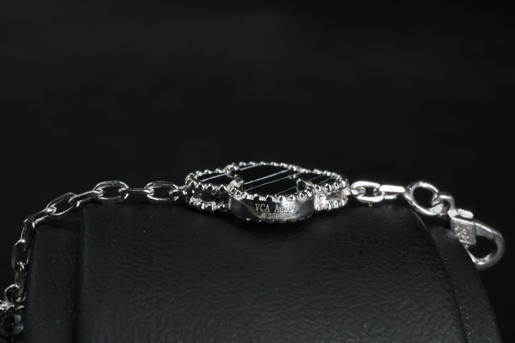 Pulsera VCA Plata .925 1:1 Vintage Alhambra, 5 Motivos Negro Obsidiana - Diamonds.