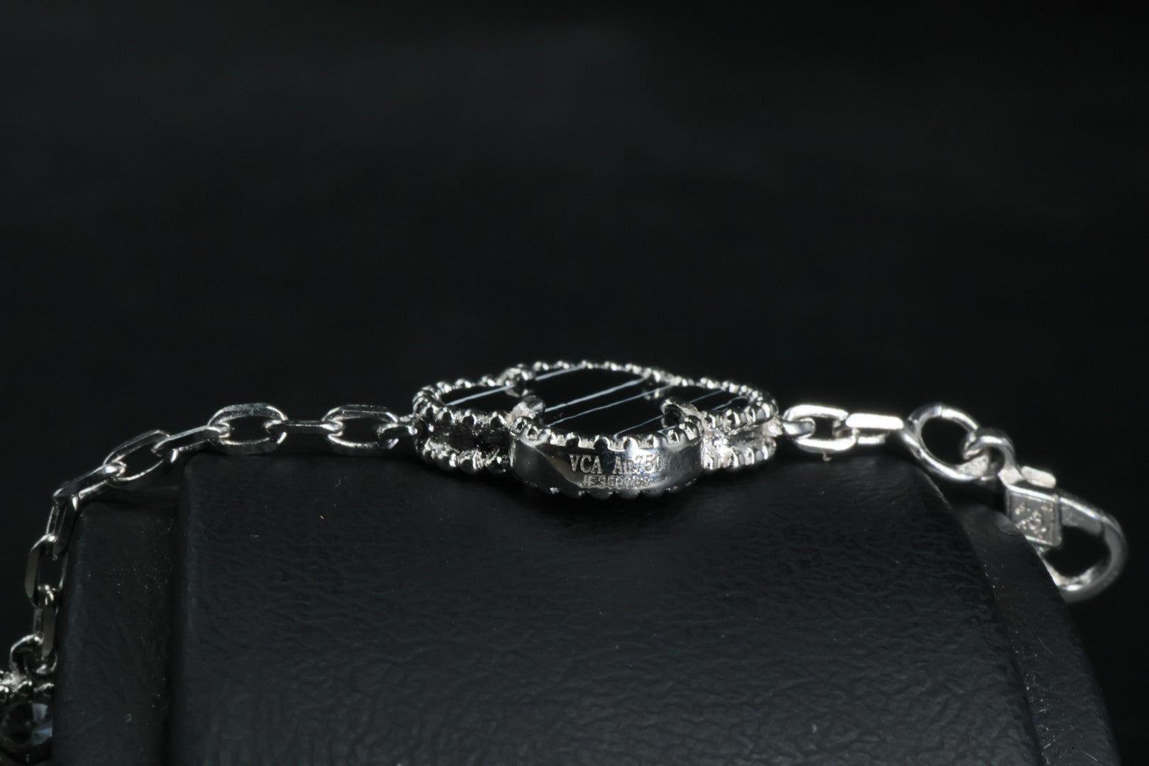 Pulsera VCA Plata .925 1:1 Vintage Alhambra, 5 Motivos Negro Obsidiana - Diamonds.