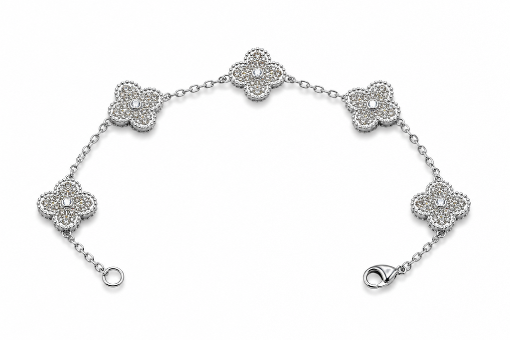Pulsera Trébol 13 mm Full Zirconias Plateado