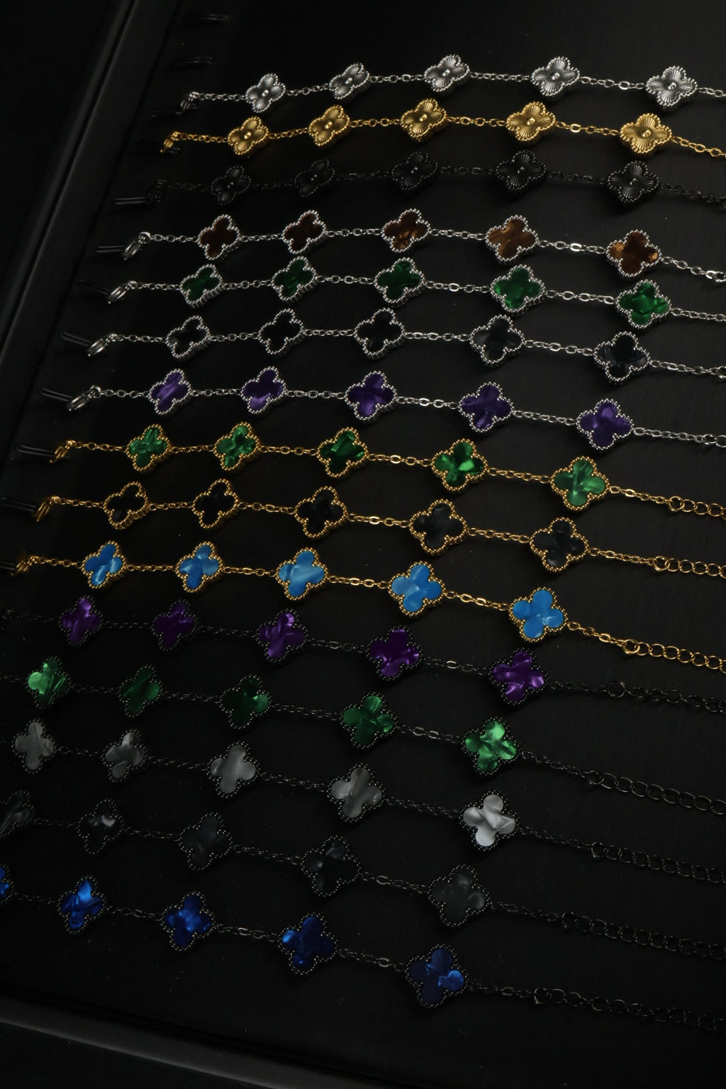 Paquete Emprendedores 10 Pulseras Trébol 13 mm Mármol.