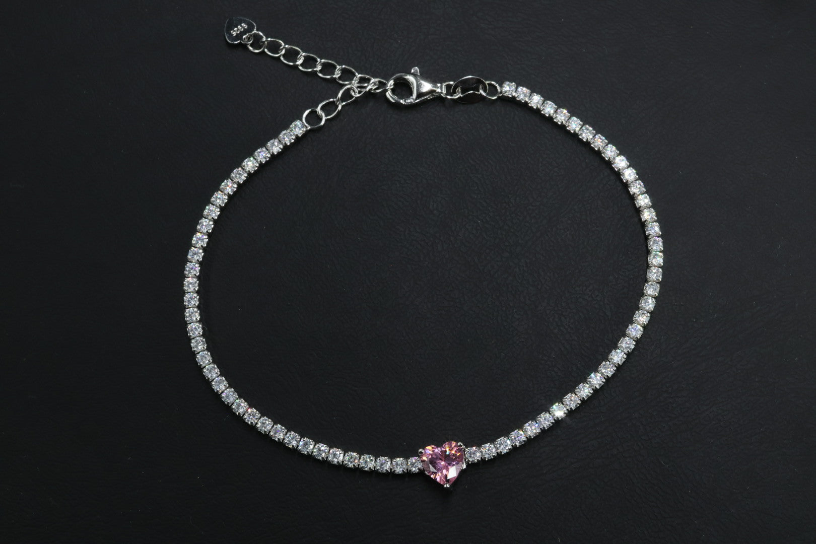 Pulsera Tenis Corazón Rosa