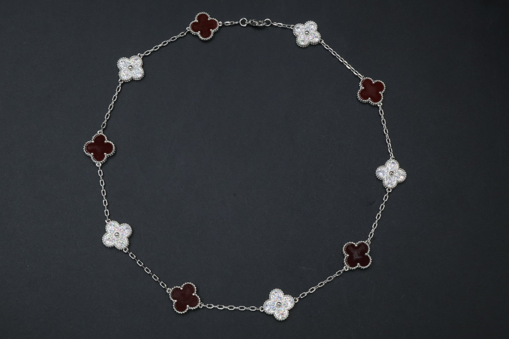 Collar VCA Alhambra 10 Motivos - Silver Cornalina Diamonds.