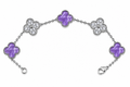 Pulsera Trébol 15 mm Mármol Lila con Zirconias