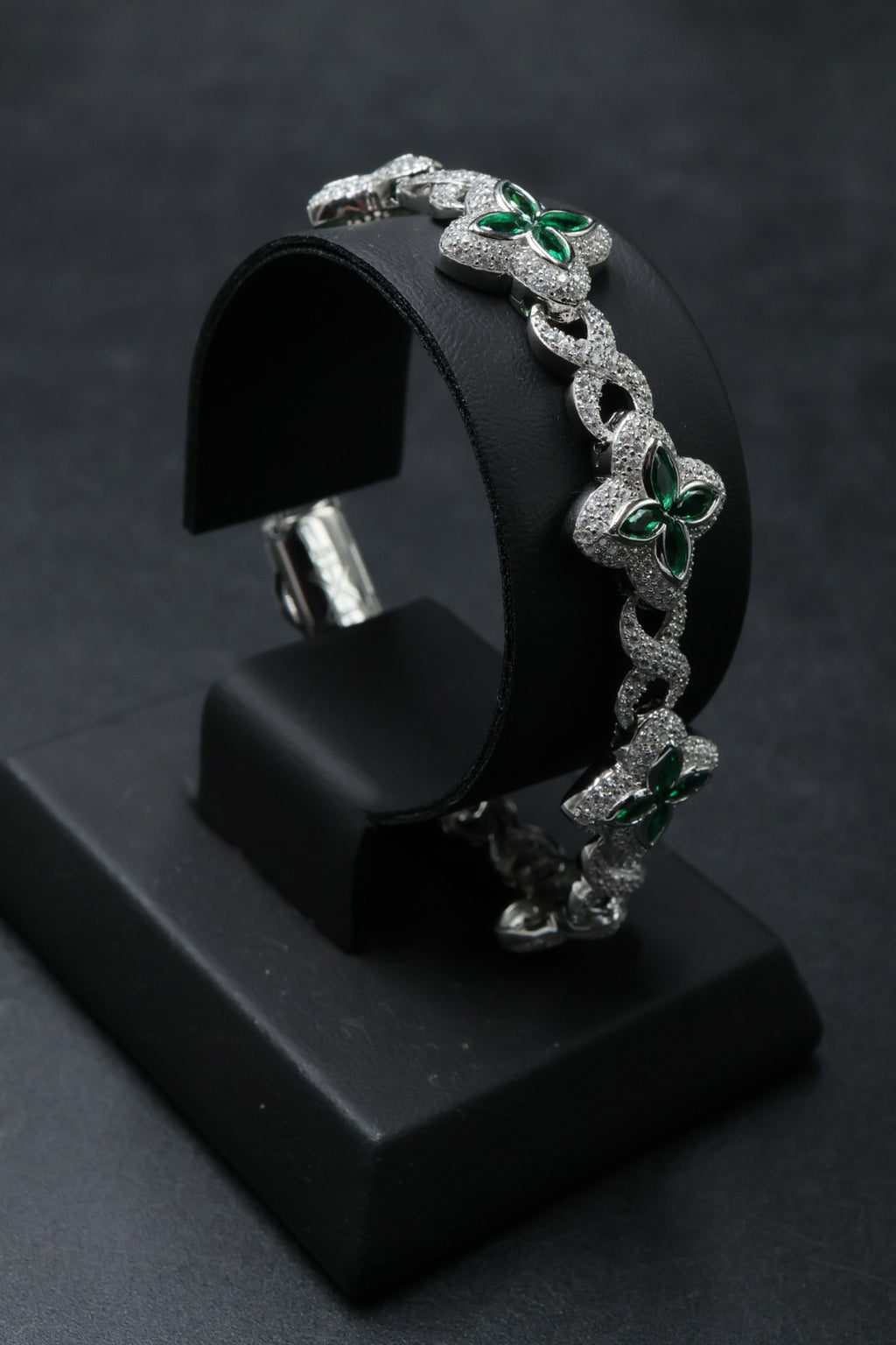 Pulsera Cubana Four Leaf Clover Plata .925. 