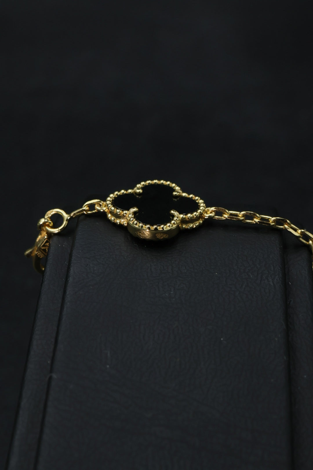 Pulsera VCA Plata .925 1:1 Vintage Alhambra, 5 Onyx / Gold