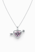 Collar con dije de Corazón Zirconia Rosa - Silver.