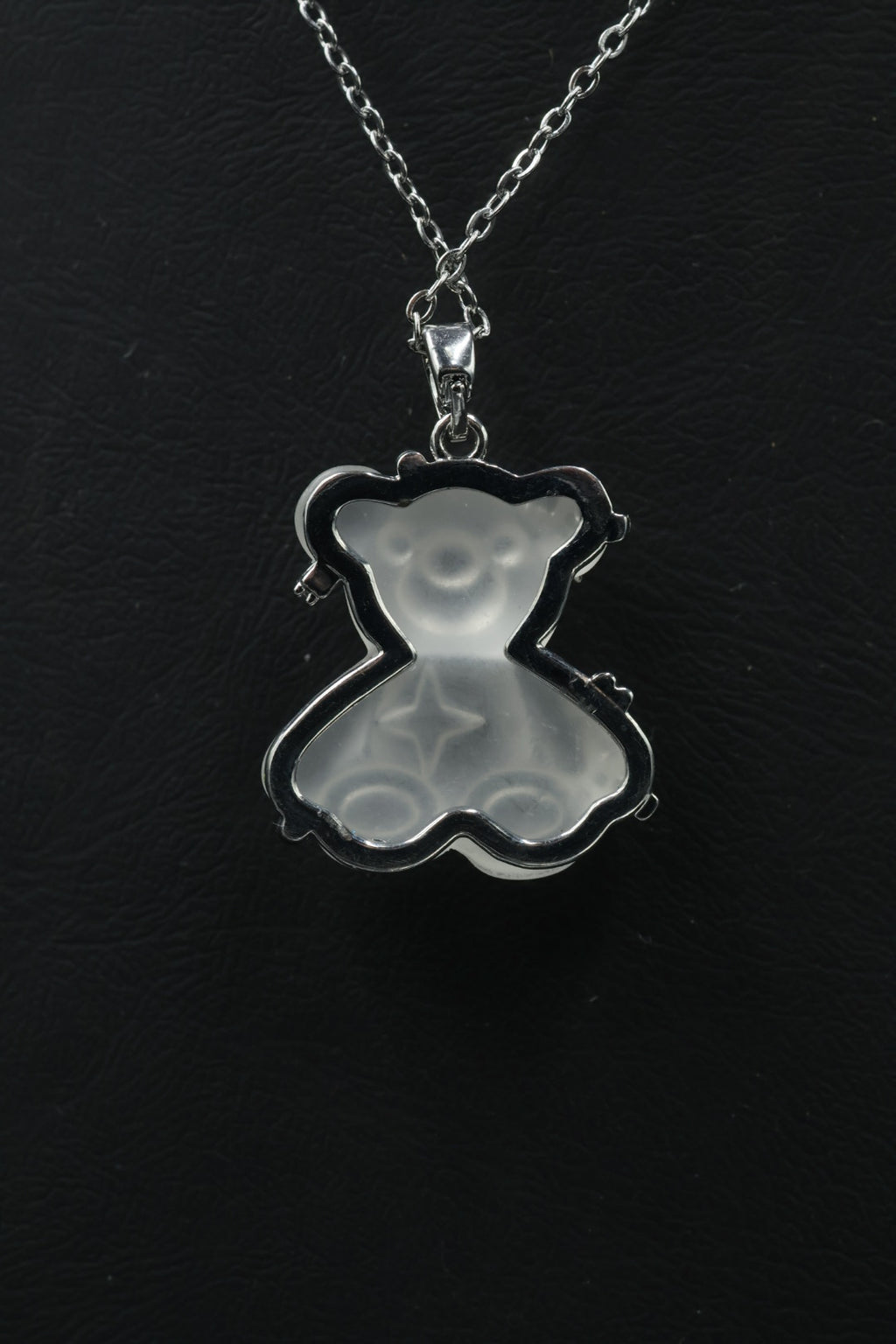 Collar con dije de Oso de Cristal Transparente - Silver.