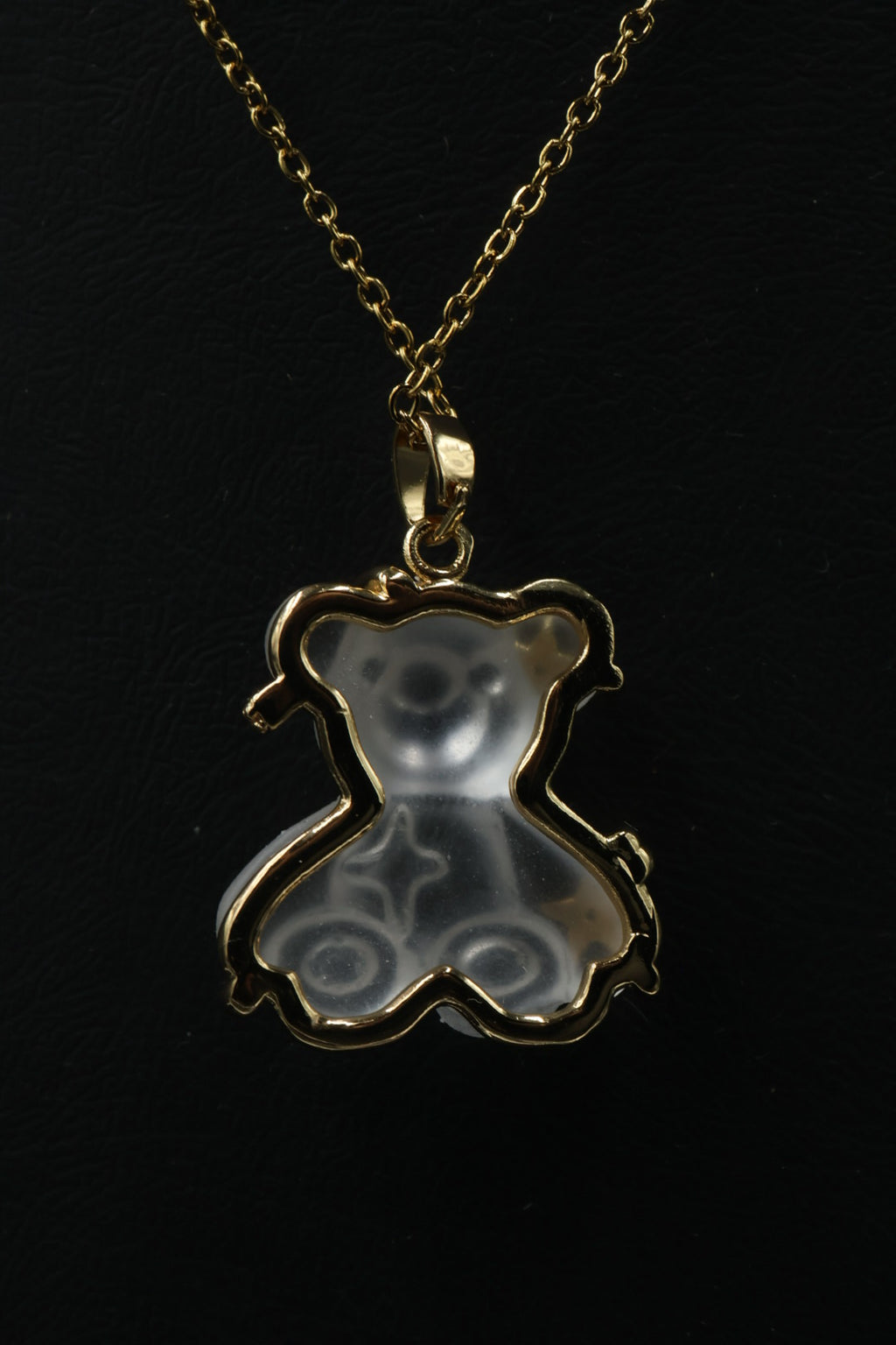 Collar con dije de Oso de Cristal Transparente - Gold.