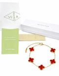 Pulsera Full Set trébol 15 mm básica. Dorado - Rojo