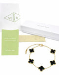 Pulsera Full Set trébol 15 mm básica. Dorado - Negro
