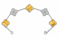 Pulsera Trébol 15 mm Mármol Amarillo con Zirconias