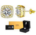 Aretes Box Plata .925 Baño de Oro - Moissanita D 0.5 ct.