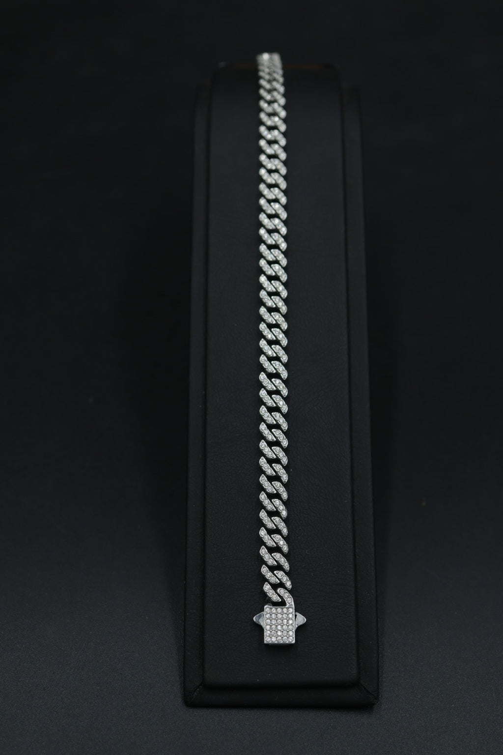 Pulsera Cubana Full Ice Plateada