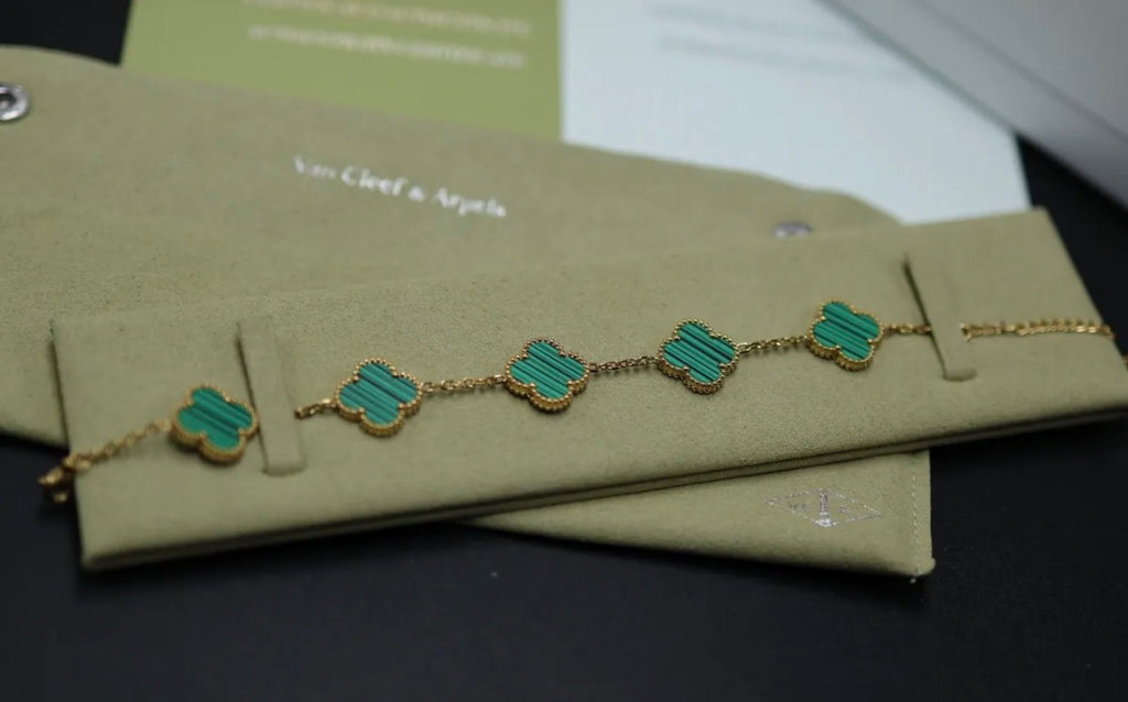 Pulsera Full Set trébol 15 mm básica. Dorado - Verde